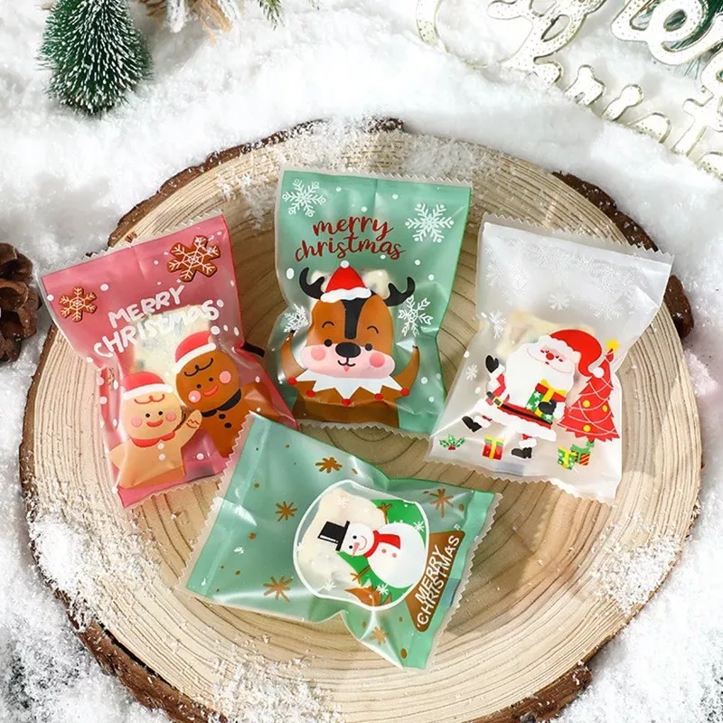 100pcs Santa Claus Christmas Candy & Cookie Bags
