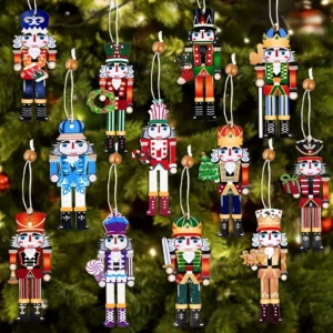 9-Pack Nutcracker Soldier Wooden Ornaments – Festive Christmas Decor