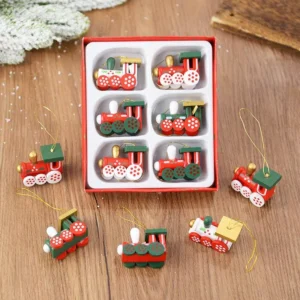 Wooden Christmas Train Ornaments