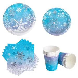 Winter Snowflake Disposable Tableware Set