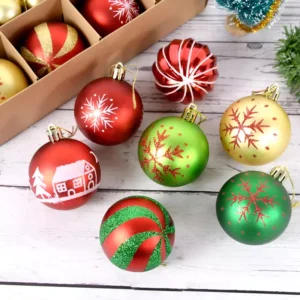 Elegant Red, White, and Gold Christmas Ball Ornaments