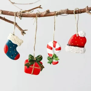 4 Pack Mini Resin Christmas Ornaments